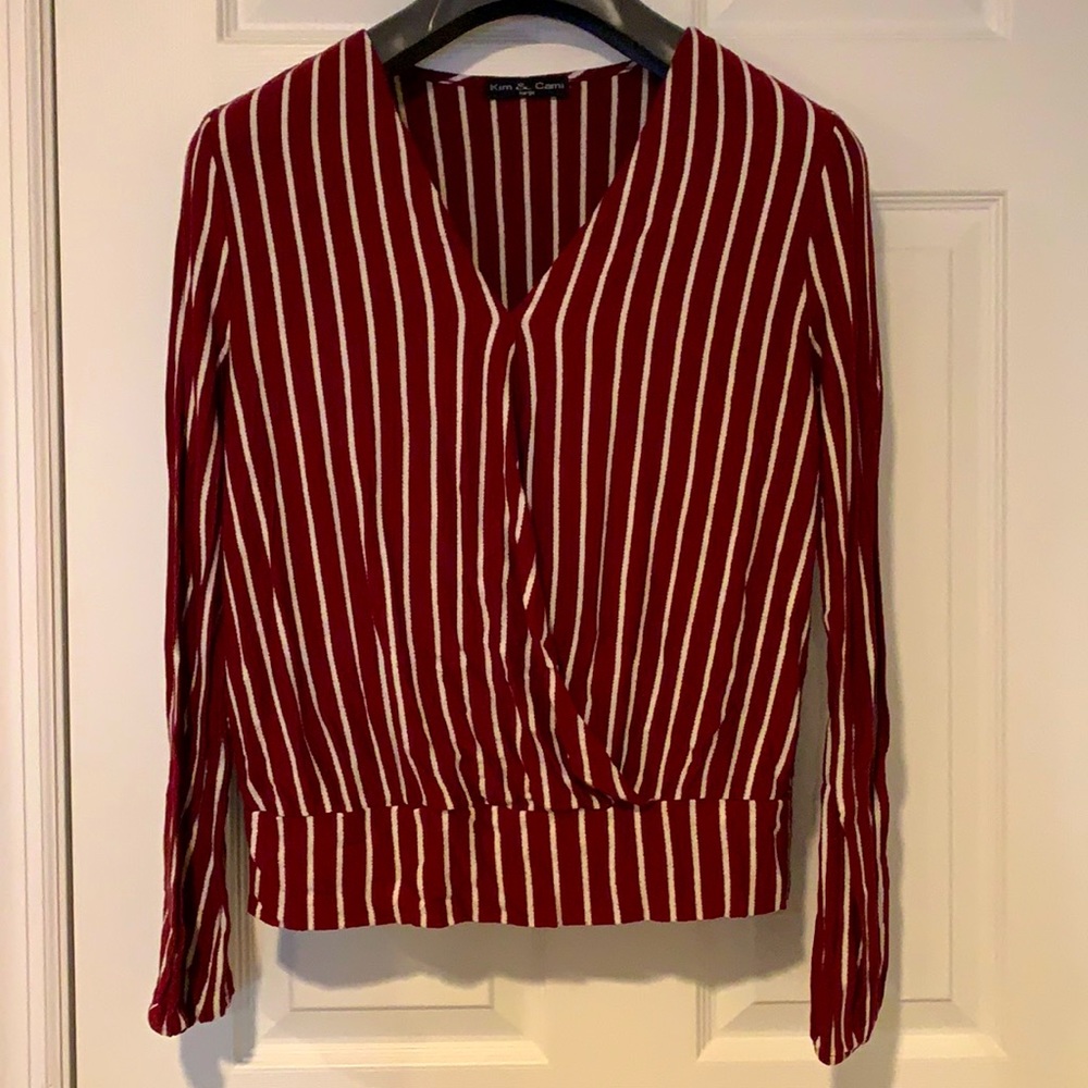 Maroon and White Pin Stripe